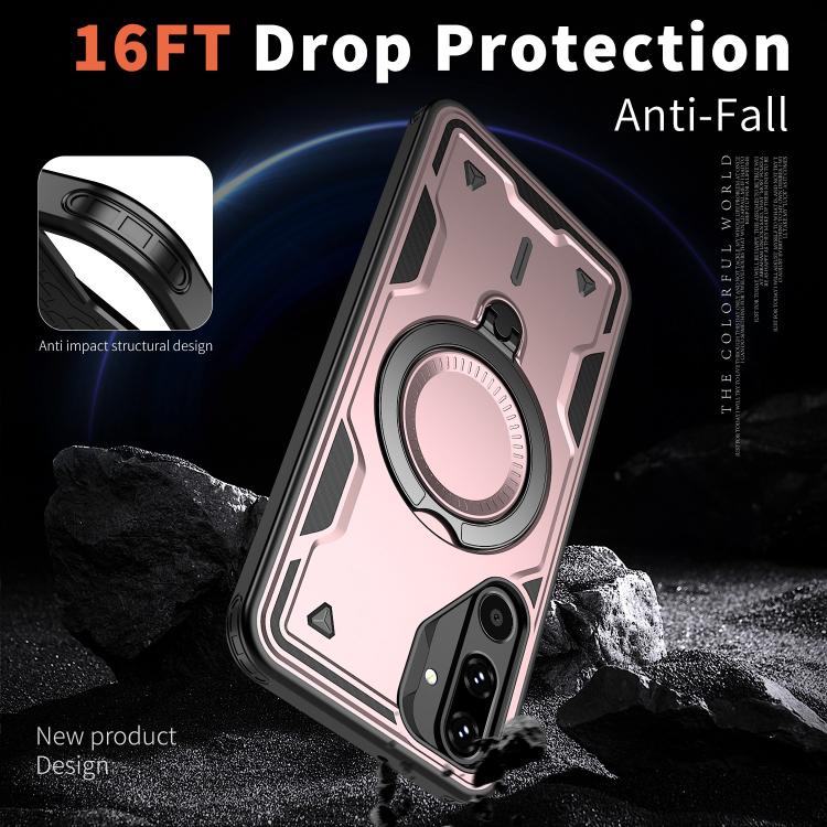 For Samsung Galaxy M16 / F16 5G PC Hybrid TPU Armor MagSafe Ring Holder Phone Case