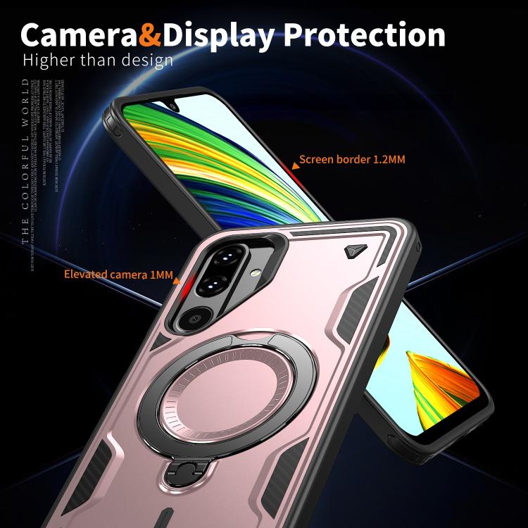 For Samsung Galaxy M16 / F16 5G PC Hybrid TPU Armor MagSafe Ring Holder Phone Case