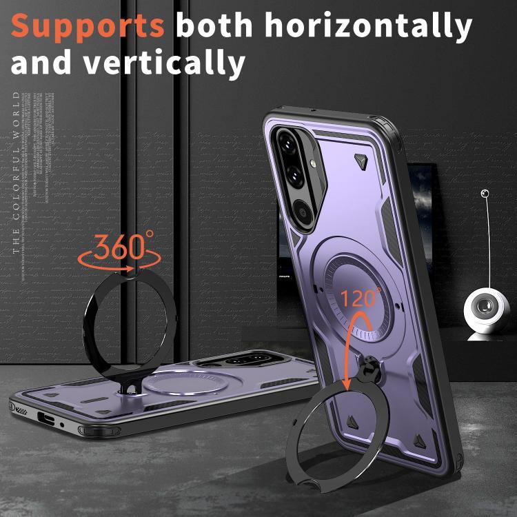 For Samsung Galaxy M16 / F16 5G PC Hybrid TPU Armor MagSafe Ring Holder Phone Case
