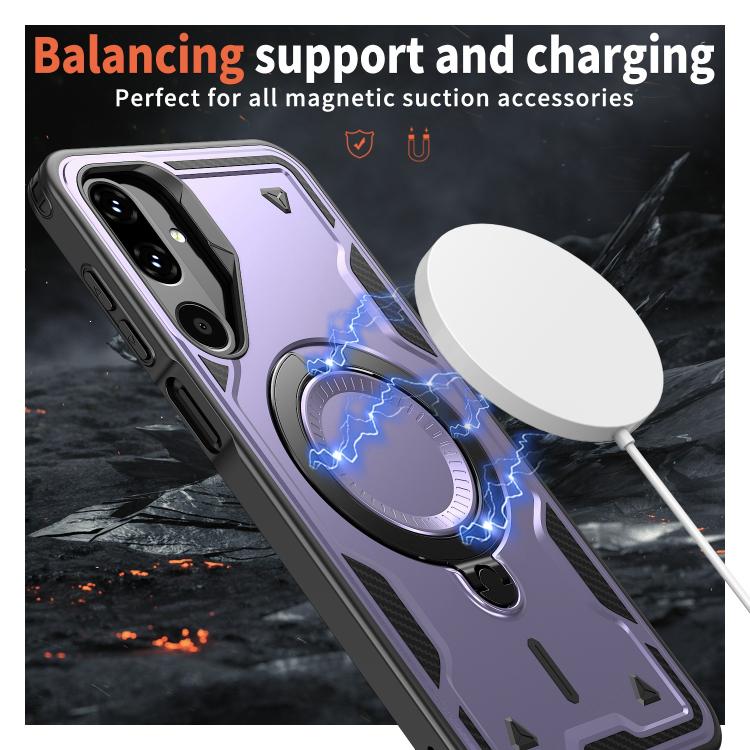 For Samsung Galaxy M16 / F16 5G PC Hybrid TPU Armor MagSafe Ring Holder Phone Case