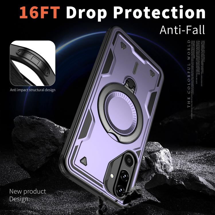 For Samsung Galaxy M16 / F16 5G PC Hybrid TPU Armor MagSafe Ring Holder Phone Case