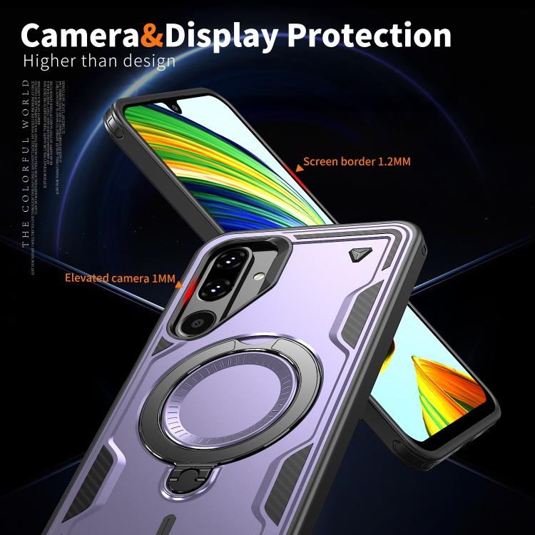 For Samsung Galaxy M16 / F16 5G PC Hybrid TPU Armor MagSafe Ring Holder Phone Case