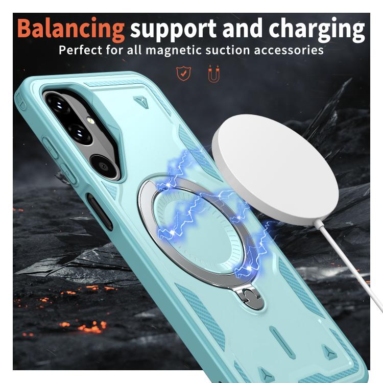 For Samsung Galaxy M16 / F16 5G PC Hybrid TPU Armor MagSafe Ring Holder Phone Case