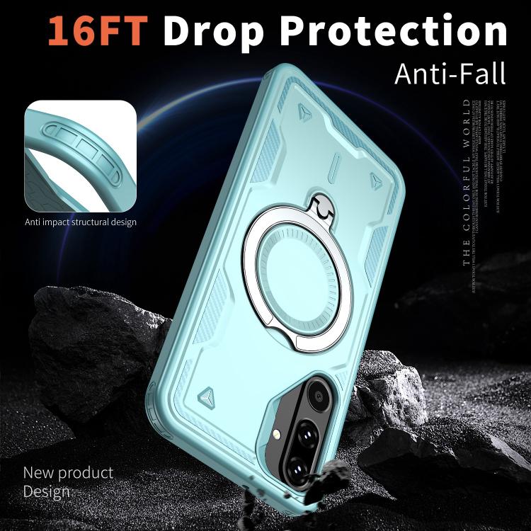 For Samsung Galaxy M16 / F16 5G PC Hybrid TPU Armor MagSafe Ring Holder Phone Case