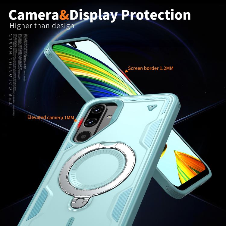 For Samsung Galaxy M16 / F16 5G PC Hybrid TPU Armor MagSafe Ring Holder Phone Case