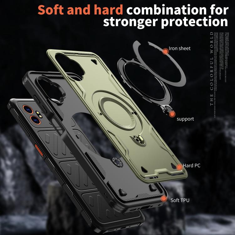 For Samsung Galaxy Xcover7 Pro PC Hybrid TPU Armor MagSafe Ring Holder Phone Case