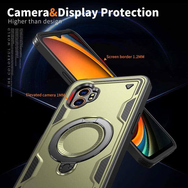 For Samsung Galaxy Xcover7 Pro PC Hybrid TPU Armor MagSafe Ring Holder Phone Case