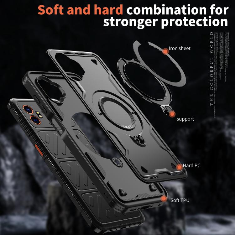 For Samsung Galaxy Xcover7 Pro PC Hybrid TPU Armor MagSafe Ring Holder Phone Case