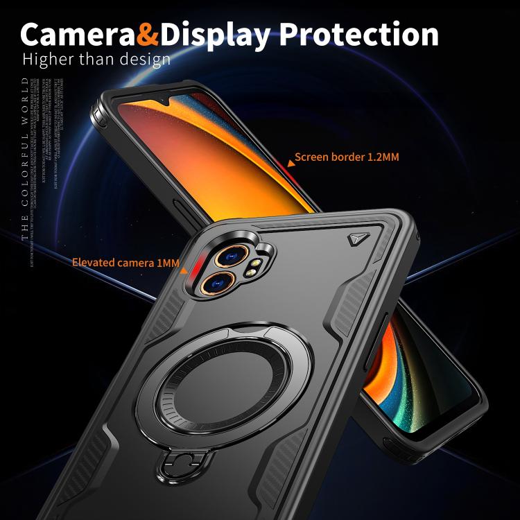 For Samsung Galaxy Xcover7 Pro PC Hybrid TPU Armor MagSafe Ring Holder Phone Case