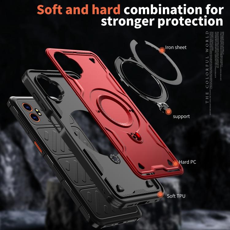 For Samsung Galaxy Xcover7 Pro PC Hybrid TPU Armor MagSafe Ring Holder Phone Case