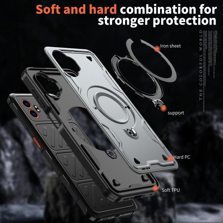 For Samsung Galaxy Xcover7 Pro PC Hybrid TPU Armor MagSafe Ring Holder Phone Case