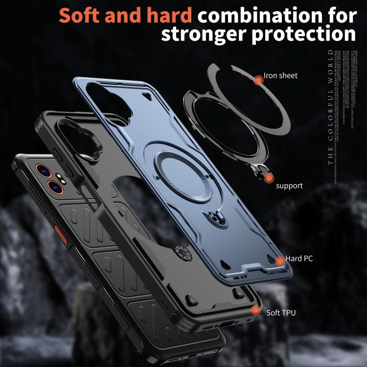 For Samsung Galaxy Xcover7 Pro PC Hybrid TPU Armor MagSafe Ring Holder Phone Case