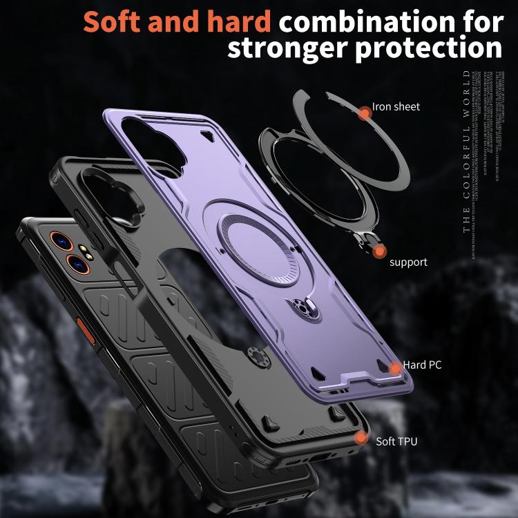For Samsung Galaxy Xcover7 Pro PC Hybrid TPU Armor MagSafe Ring Holder Phone Case