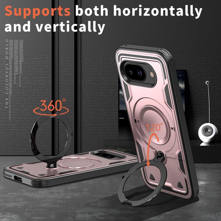 For Google Pixel 9a PC Hybrid TPU Armor MagSafe Ring Holder Phone Case
