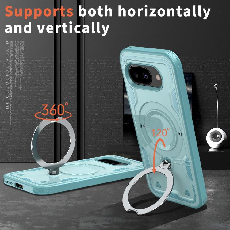 For Google Pixel 9a PC Hybrid TPU Armor MagSafe Ring Holder Phone Case