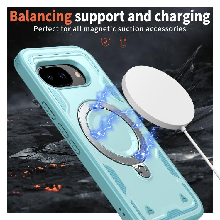 For Google Pixel 9a PC Hybrid TPU Armor MagSafe Ring Holder Phone Case