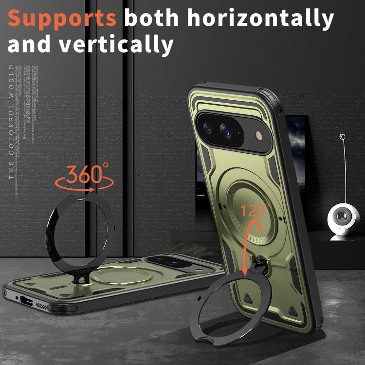 For Google Pixel 10 / 10 Pro PC Hybrid TPU Armor MagSafe Ring Holder Phone Case