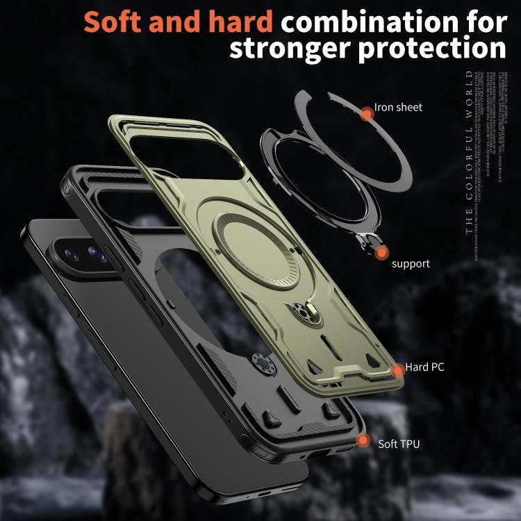 For Google Pixel 10 / 10 Pro PC Hybrid TPU Armor MagSafe Ring Holder Phone Case
