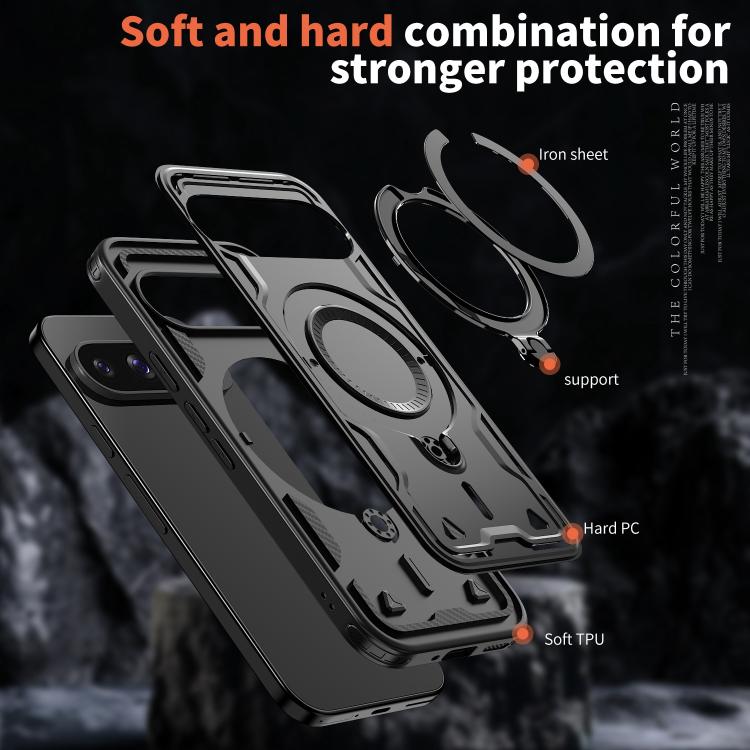 For Google Pixel 10 / 10 Pro PC Hybrid TPU Armor MagSafe Ring Holder Phone Case