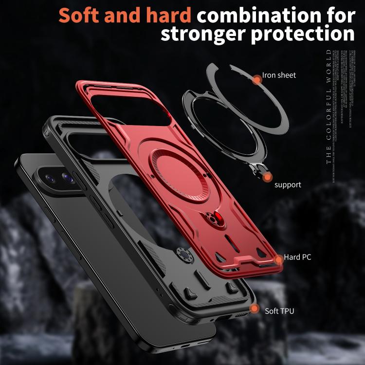 For Google Pixel 10 / 10 Pro PC Hybrid TPU Armor MagSafe Ring Holder Phone Case