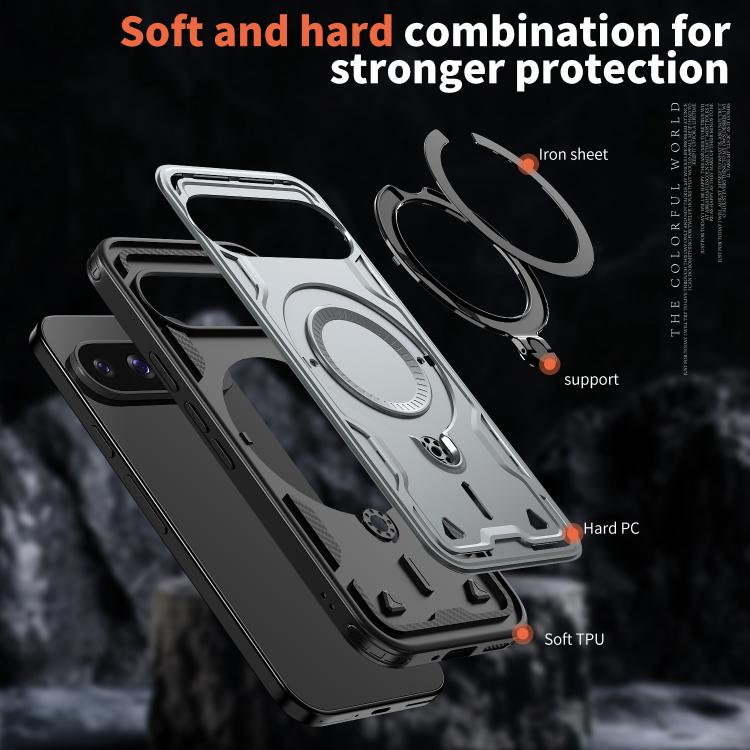For Google Pixel 10 / 10 Pro PC Hybrid TPU Armor MagSafe Ring Holder Phone Case