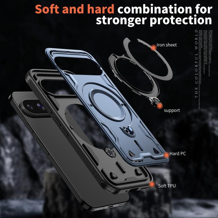 For Google Pixel 10 / 10 Pro PC Hybrid TPU Armor MagSafe Ring Holder Phone Case