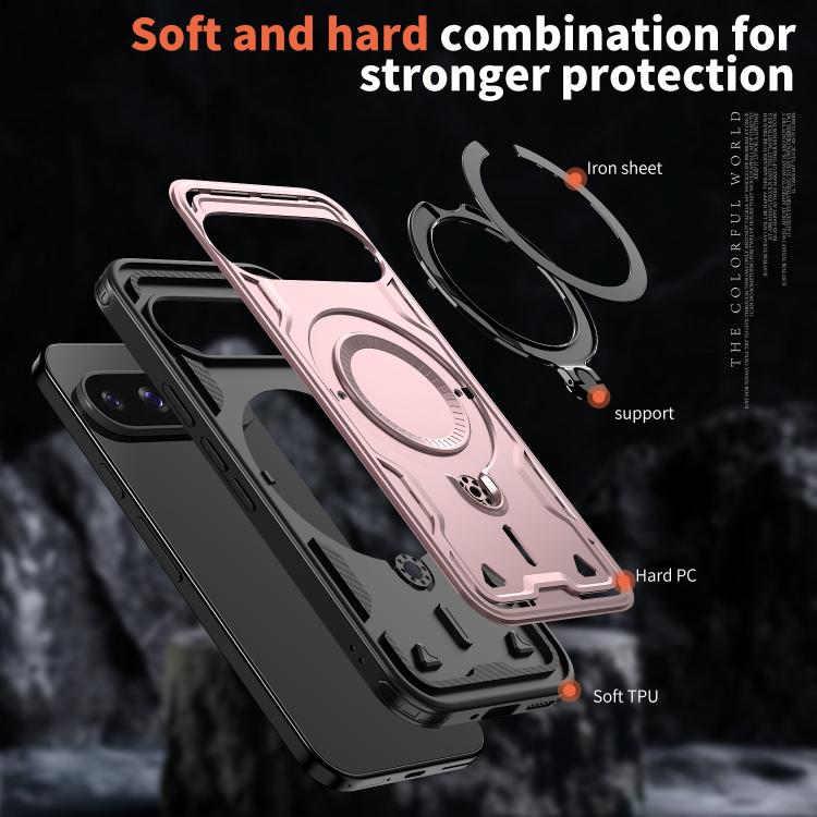 For Google Pixel 10 / 10 Pro PC Hybrid TPU Armor MagSafe Ring Holder Phone Case