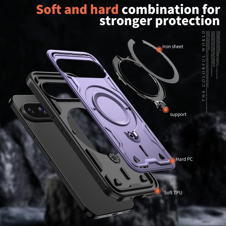 For Google Pixel 10 / 10 Pro PC Hybrid TPU Armor MagSafe Ring Holder Phone Case