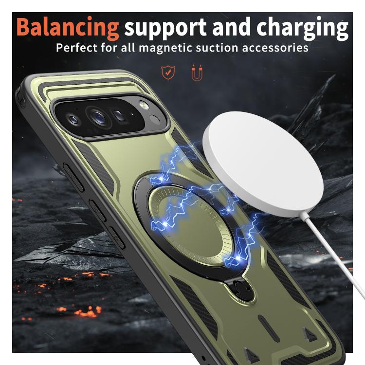 For Google Pixel 10 Pro XL PC Hybrid TPU Armor MagSafe Ring Holder Phone Case