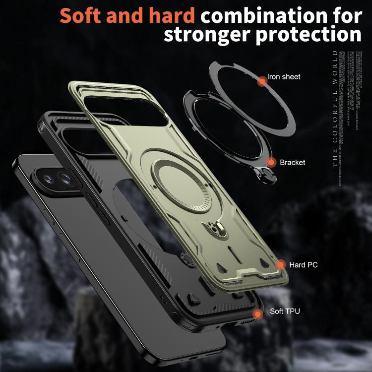 For Google Pixel 10 Pro XL PC Hybrid TPU Armor MagSafe Ring Holder Phone Case