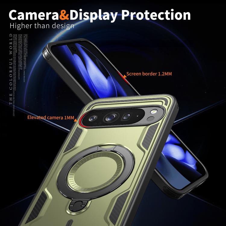 For Google Pixel 10 Pro XL PC Hybrid TPU Armor MagSafe Ring Holder Phone Case
