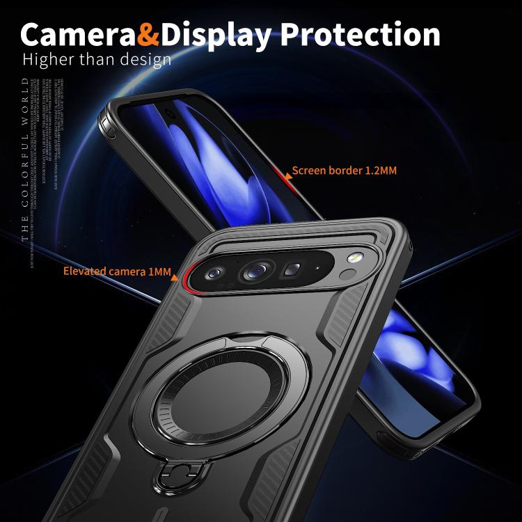 For Google Pixel 10 Pro XL PC Hybrid TPU Armor MagSafe Ring Holder Phone Case