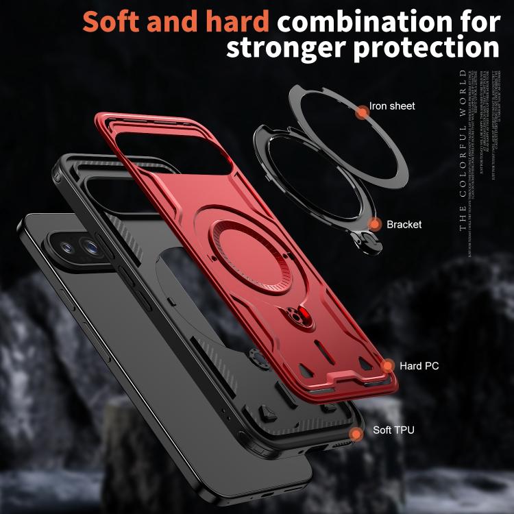 For Google Pixel 10 Pro XL PC Hybrid TPU Armor MagSafe Ring Holder Phone Case