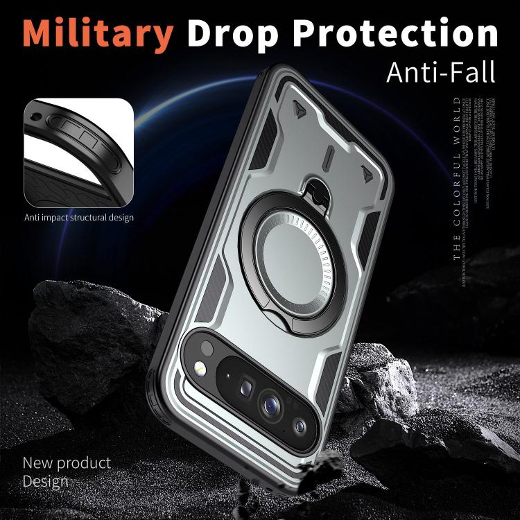 For Google Pixel 10 Pro XL PC Hybrid TPU Armor MagSafe Ring Holder Phone Case