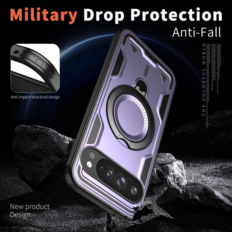 For Google Pixel 10 Pro XL PC Hybrid TPU Armor MagSafe Ring Holder Phone Case