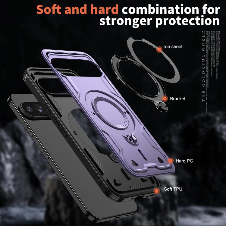 For Google Pixel 10 Pro XL PC Hybrid TPU Armor MagSafe Ring Holder Phone Case