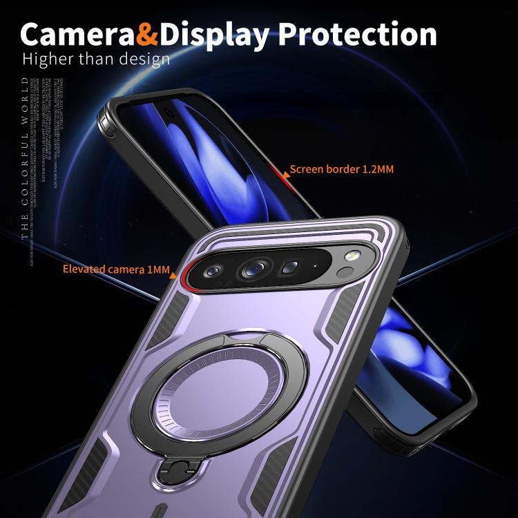 For Google Pixel 10 Pro XL PC Hybrid TPU Armor MagSafe Ring Holder Phone Case