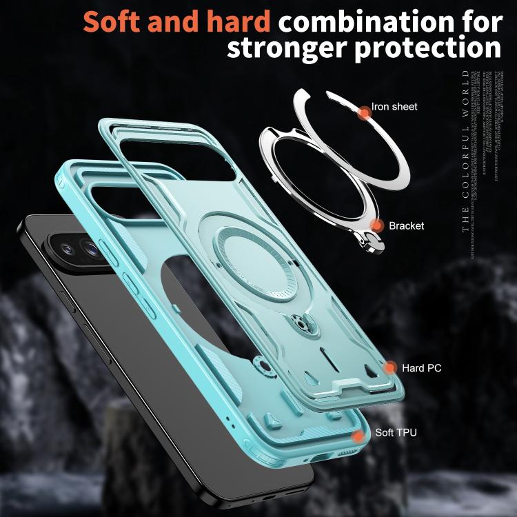For Google Pixel 10 Pro XL PC Hybrid TPU Armor MagSafe Ring Holder Phone Case