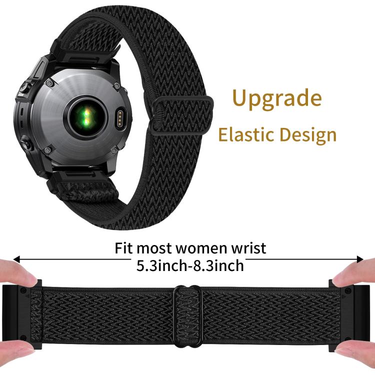 For Garmin 26mm Wave Pattern Elastic Woven Nylon Watch Band