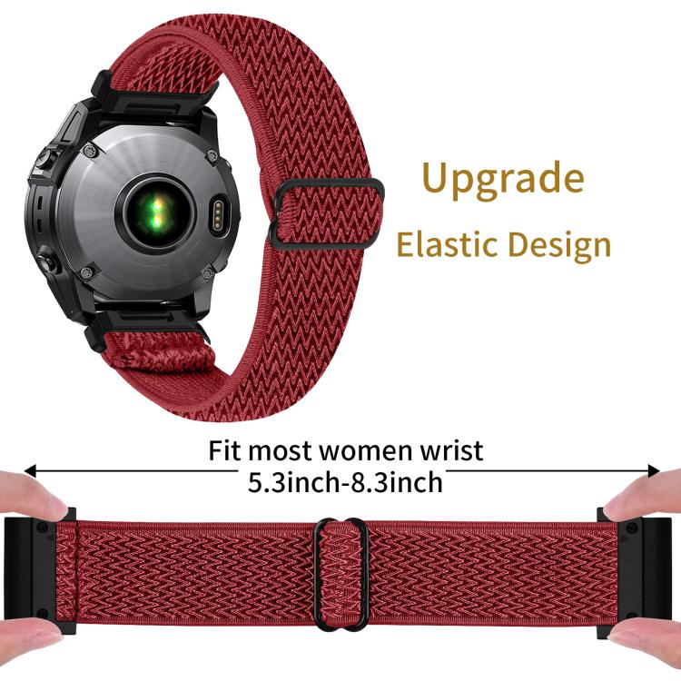 For Garmin 26mm Wave Pattern Elastic Woven Nylon Watch Band