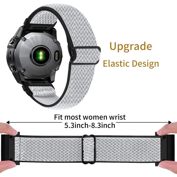 For Garmin 22mm Wave Pattern Elastic Woven Nylon Watch Band