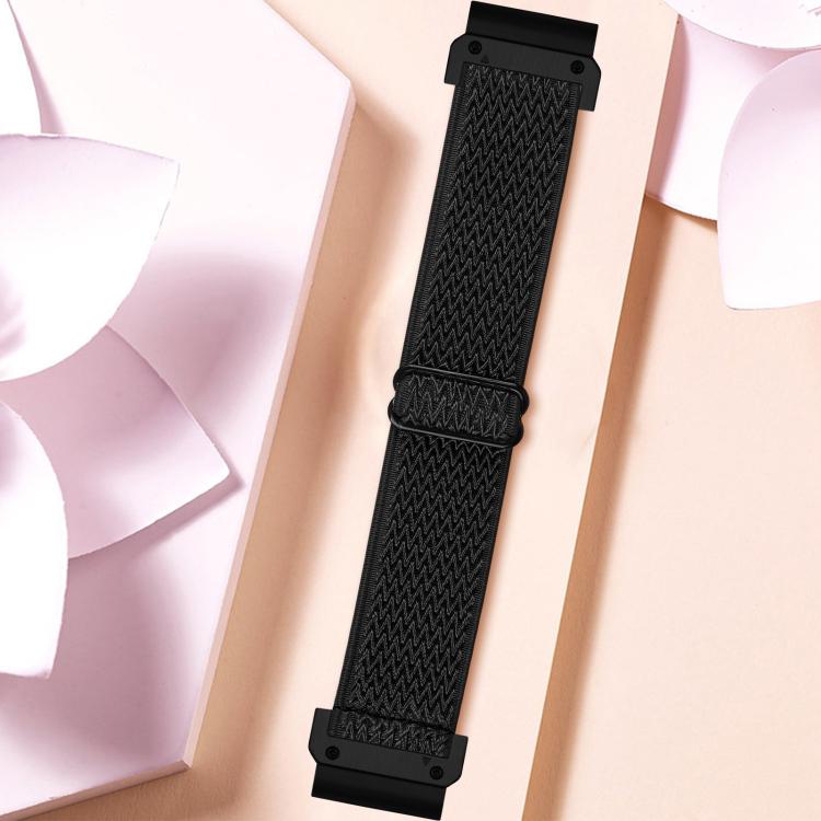 For Garmin 22mm Wave Pattern Elastic Woven Nylon Watch Band