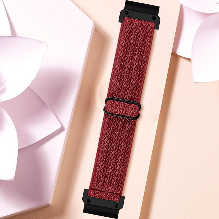 For Garmin 22mm Wave Pattern Elastic Woven Nylon Watch Band