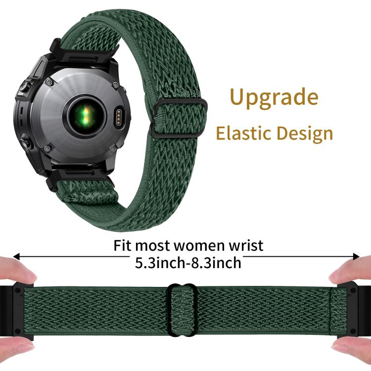 For Garmin 22mm Wave Pattern Elastic Woven Nylon Watch Band