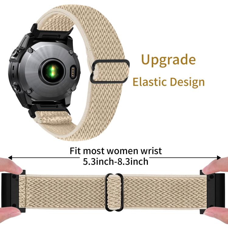For Garmin 22mm Wave Pattern Elastic Woven Nylon Watch Band
