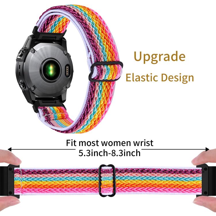 For Garmin 20mm Wave Pattern Elastic Woven Nylon Watch Band