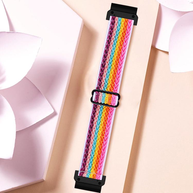 For Garmin 20mm Wave Pattern Elastic Woven Nylon Watch Band