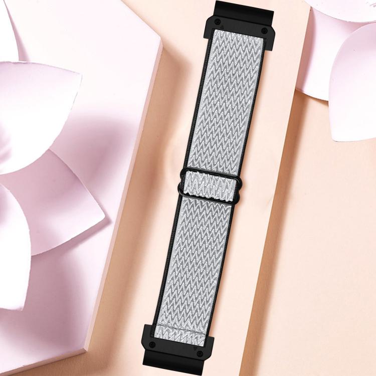 For Garmin 20mm Wave Pattern Elastic Woven Nylon Watch Band