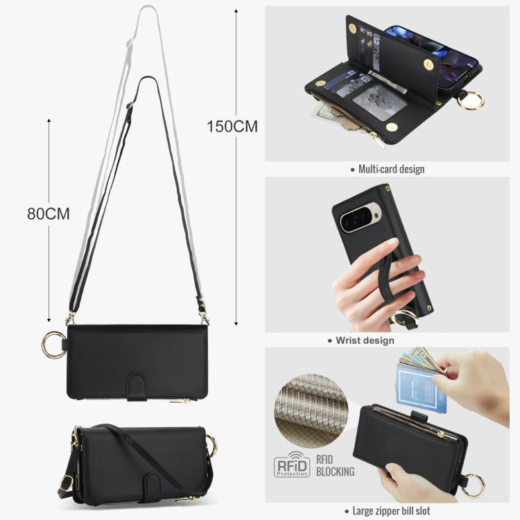 For Google Pixel 10 Pro XL Crossbody Ring Multifunctional Wallet Leather Phone Case