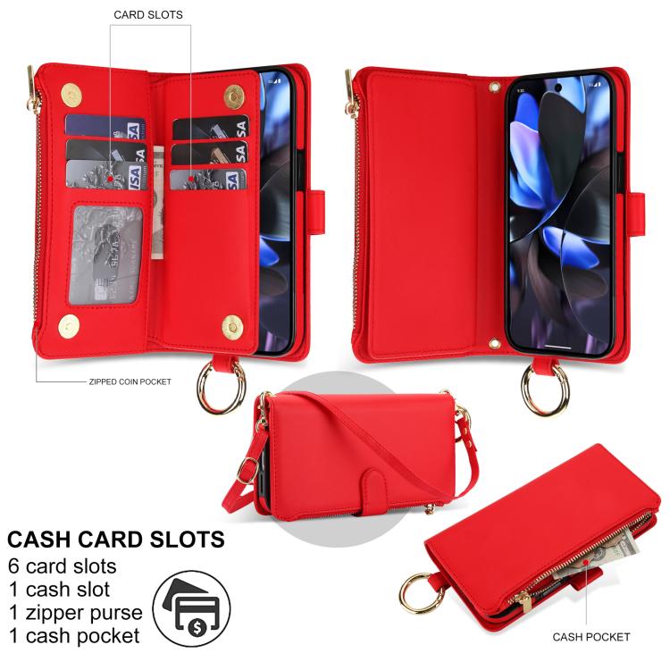 For Google Pixel 10 Pro XL Crossbody Ring Multifunctional Wallet Leather Phone Case